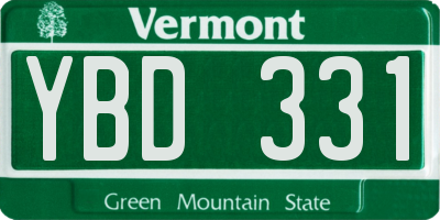 VT license plate YBD331