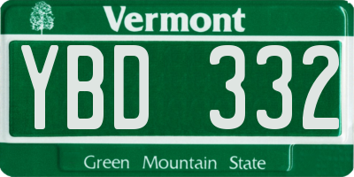 VT license plate YBD332