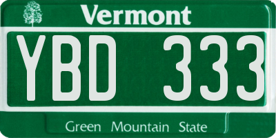 VT license plate YBD333