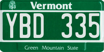 VT license plate YBD335