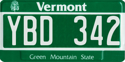 VT license plate YBD342