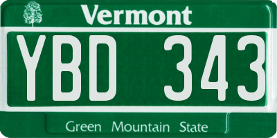 VT license plate YBD343