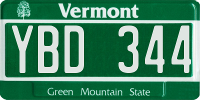 VT license plate YBD344