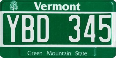 VT license plate YBD345