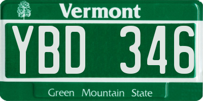 VT license plate YBD346