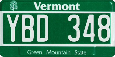 VT license plate YBD348