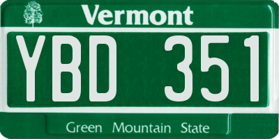 VT license plate YBD351