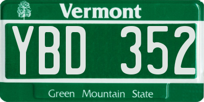 VT license plate YBD352