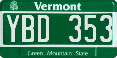 VT license plate YBD353