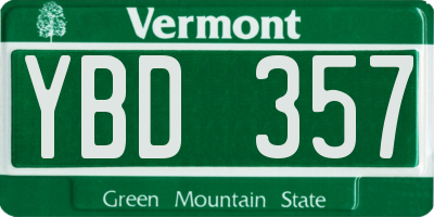 VT license plate YBD357