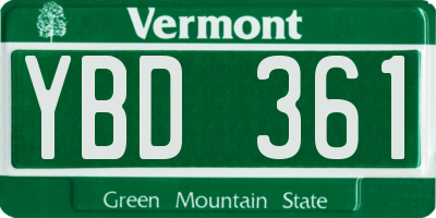 VT license plate YBD361