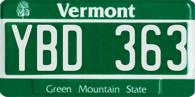 VT license plate YBD363