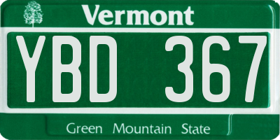 VT license plate YBD367