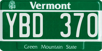 VT license plate YBD370