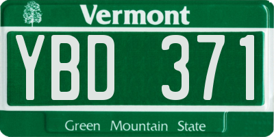 VT license plate YBD371
