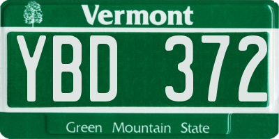 VT license plate YBD372