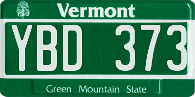VT license plate YBD373