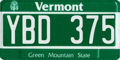 VT license plate YBD375