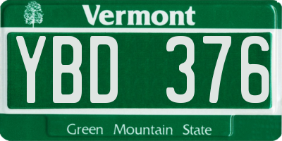 VT license plate YBD376