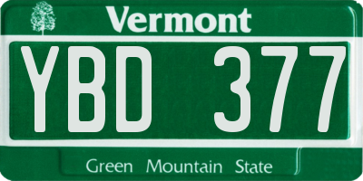 VT license plate YBD377