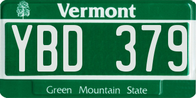 VT license plate YBD379
