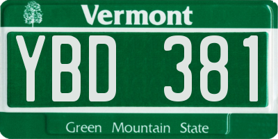 VT license plate YBD381