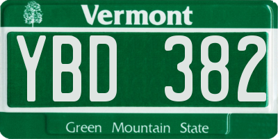 VT license plate YBD382