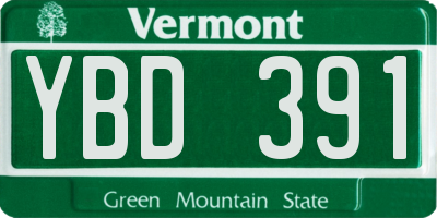 VT license plate YBD391