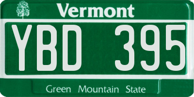 VT license plate YBD395