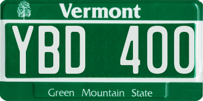 VT license plate YBD400