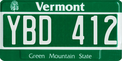 VT license plate YBD412