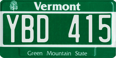 VT license plate YBD415