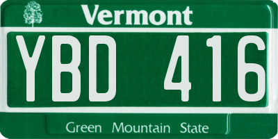 VT license plate YBD416