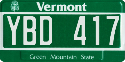 VT license plate YBD417