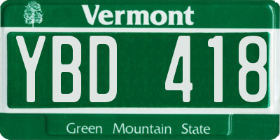 VT license plate YBD418