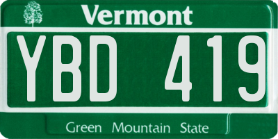 VT license plate YBD419