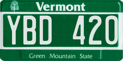 VT license plate YBD420