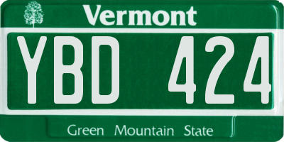 VT license plate YBD424