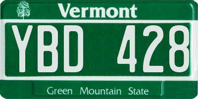 VT license plate YBD428