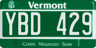 VT license plate YBD429