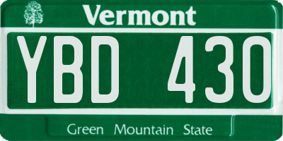 VT license plate YBD430