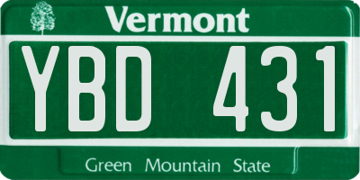 VT license plate YBD431