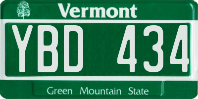 VT license plate YBD434