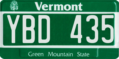 VT license plate YBD435