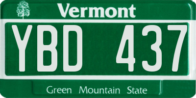VT license plate YBD437