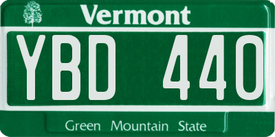 VT license plate YBD440