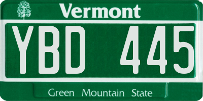 VT license plate YBD445