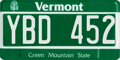 VT license plate YBD452