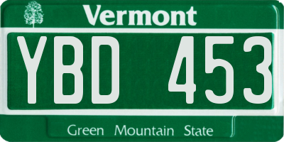 VT license plate YBD453