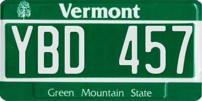 VT license plate YBD457